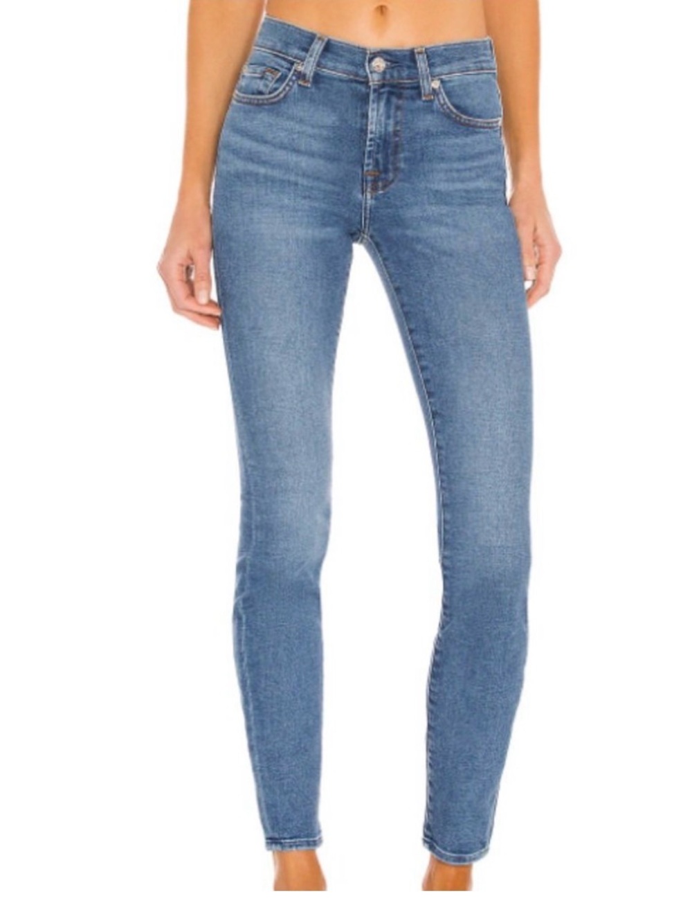 7 For All Mankind Skinny High-Rise Blue Jeans